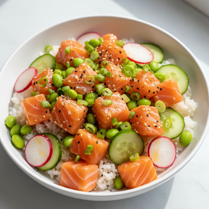 Zesty Salmon Poke Rice Bowl