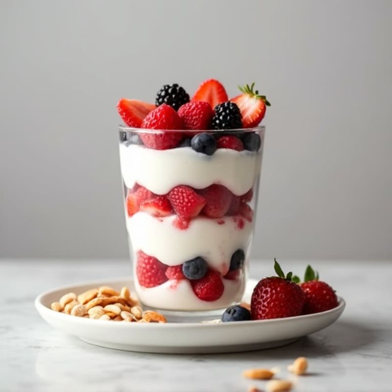 Greek Yogurt Protein Parfait with Berries and Almonds