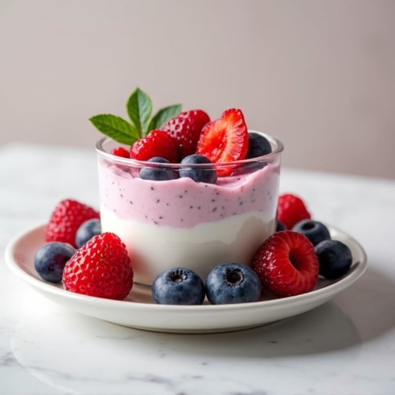 Greek Yogurt Protein Pudding with Mixed Berries