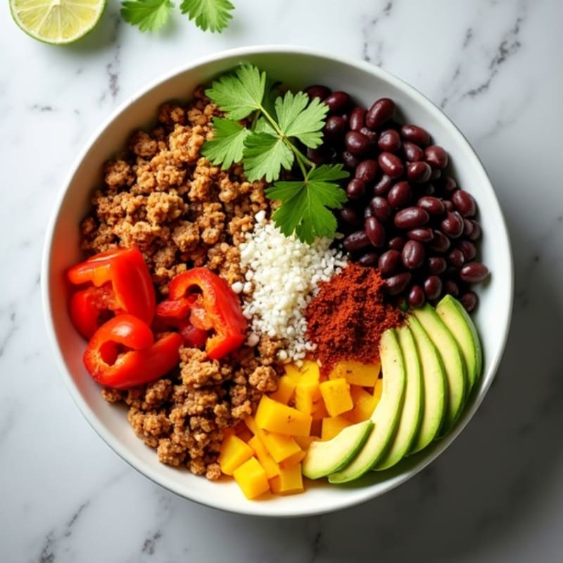 Spiced Ground Turkey and Black Bean Bowl with Creamy Avocado