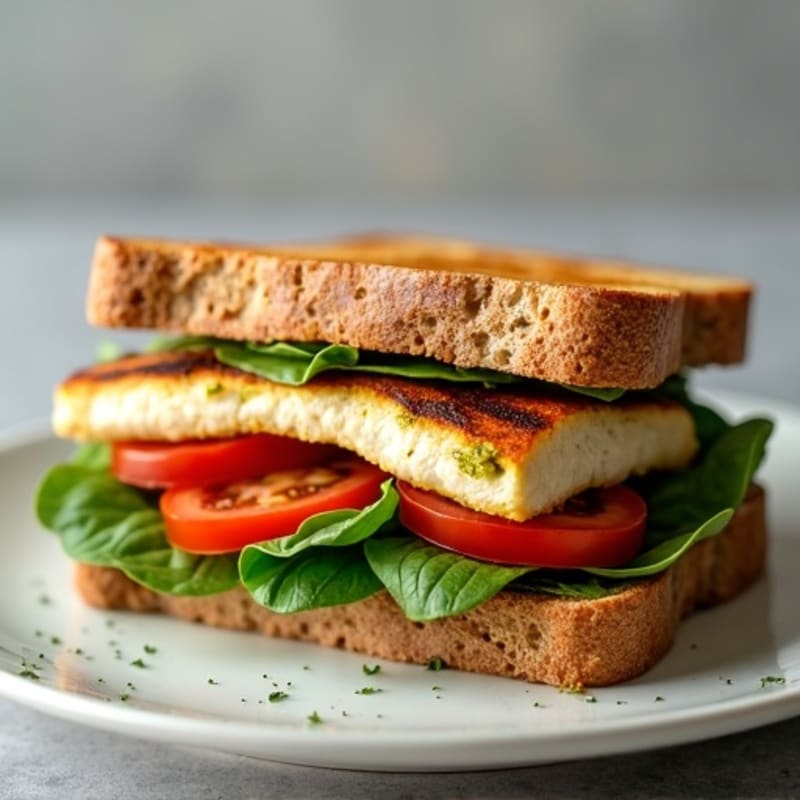 Grilled Chicken Pesto Sandwich with Fresh Spinach
