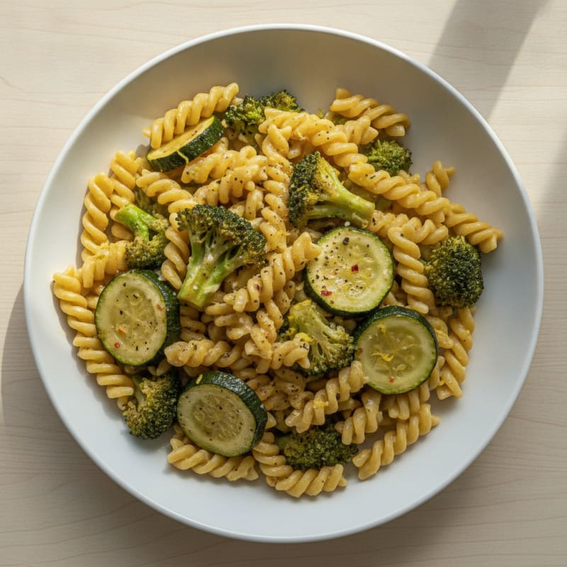Lemon-Garlic Pasta with Roasted Vegetables