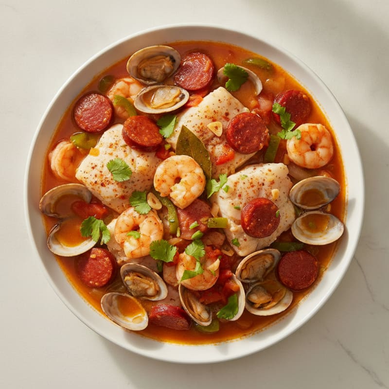Portuguese Seafood Cataplana with Chorizo