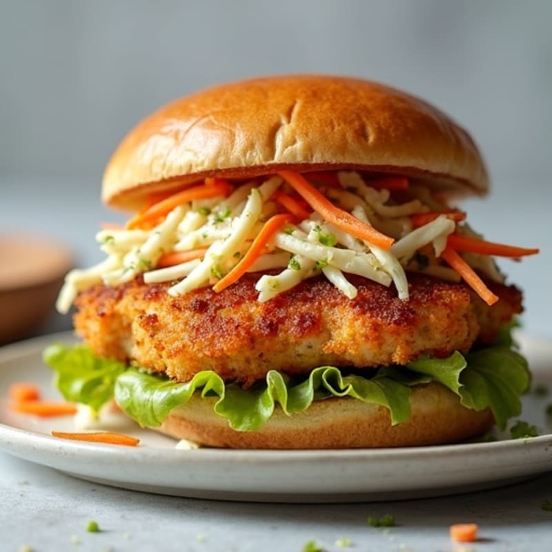 Crispy Baked Chicken Sandwich with Tangy Slaw