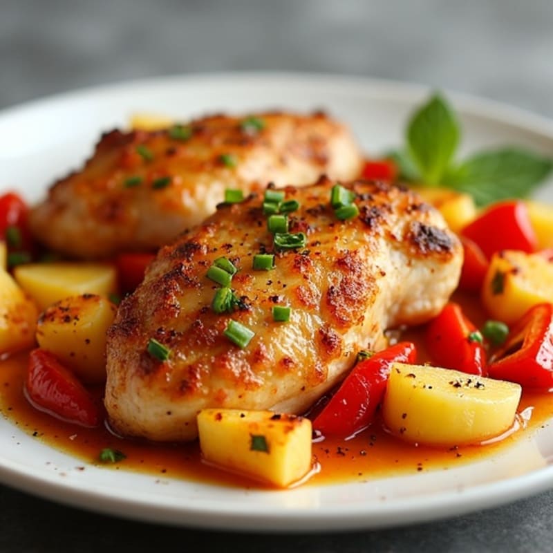 Sheet Pan Sweet and Tangy Roasted Chicken with Pineapple and Crispy Bell Peppers