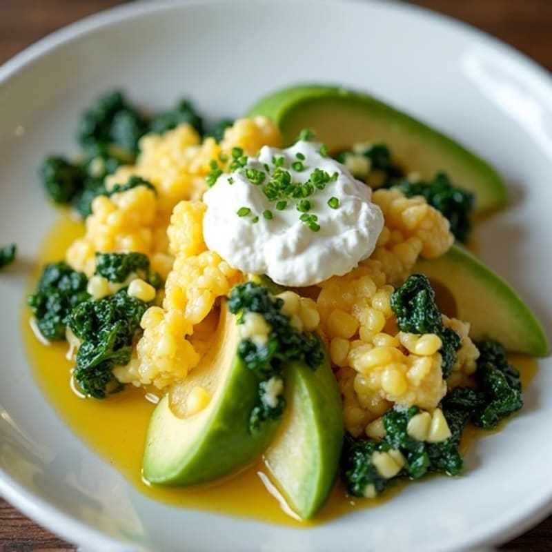 Egg White Spinach Scramble with Cottage Cheese