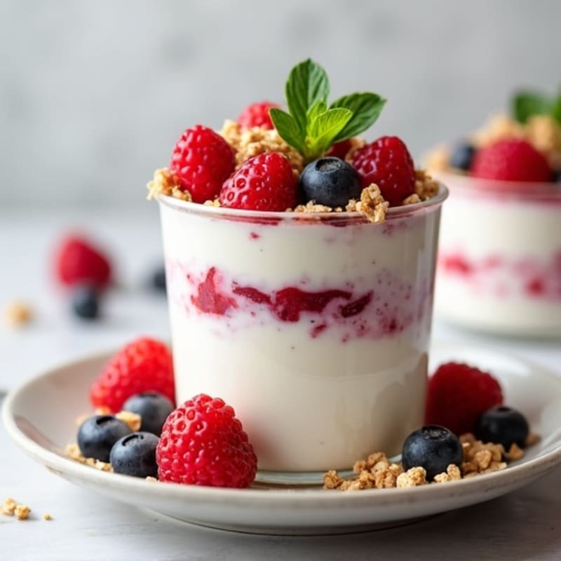 Vanilla Protein Yogurt Parfait with Mixed Berries