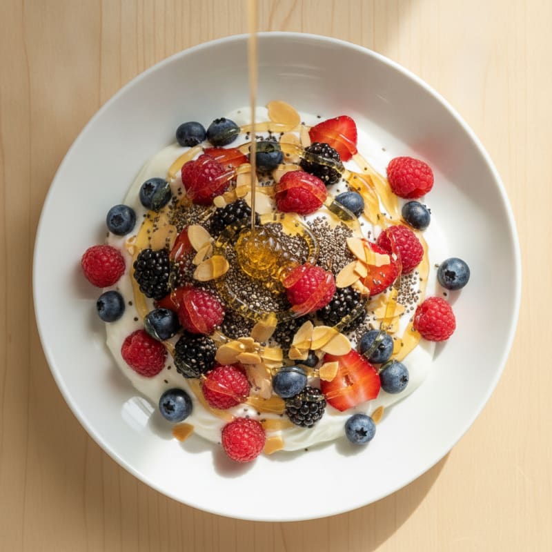 Greek Yogurt Bowl with Mixed Berries and Chia Seeds