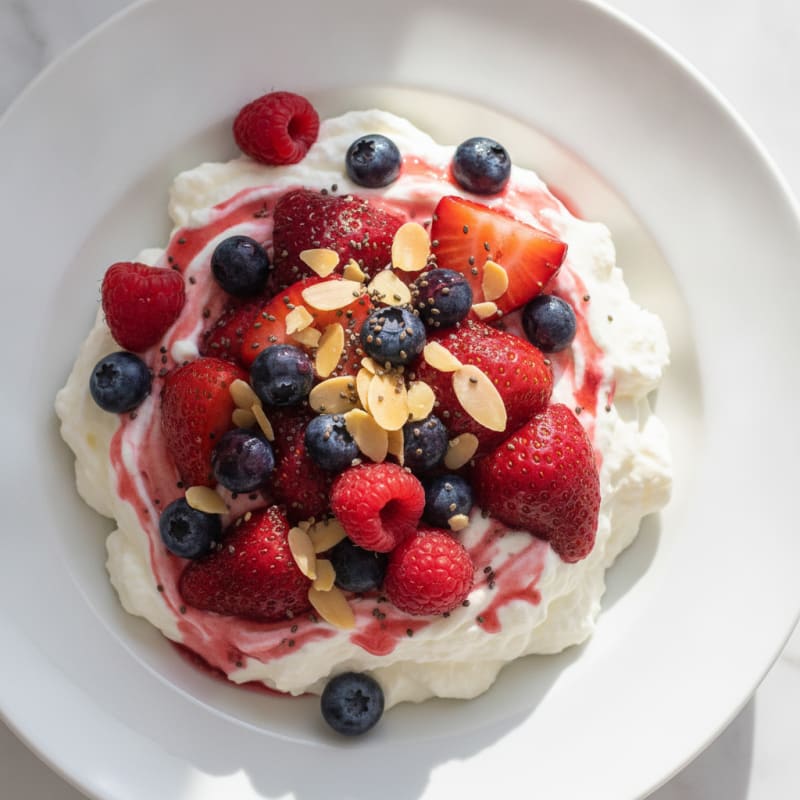Creamy Greek Yogurt Protein Pudding with Mixed Berries