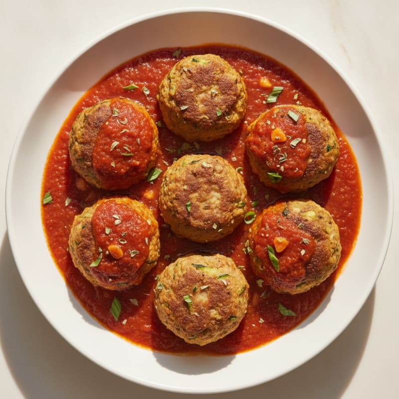 Zucchini Meatballs in Rich Tomato Sauce