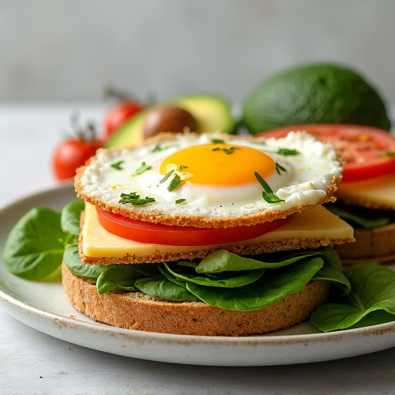 Egg White and Spinach Breakfast Sandwich on Whole Grain Bread