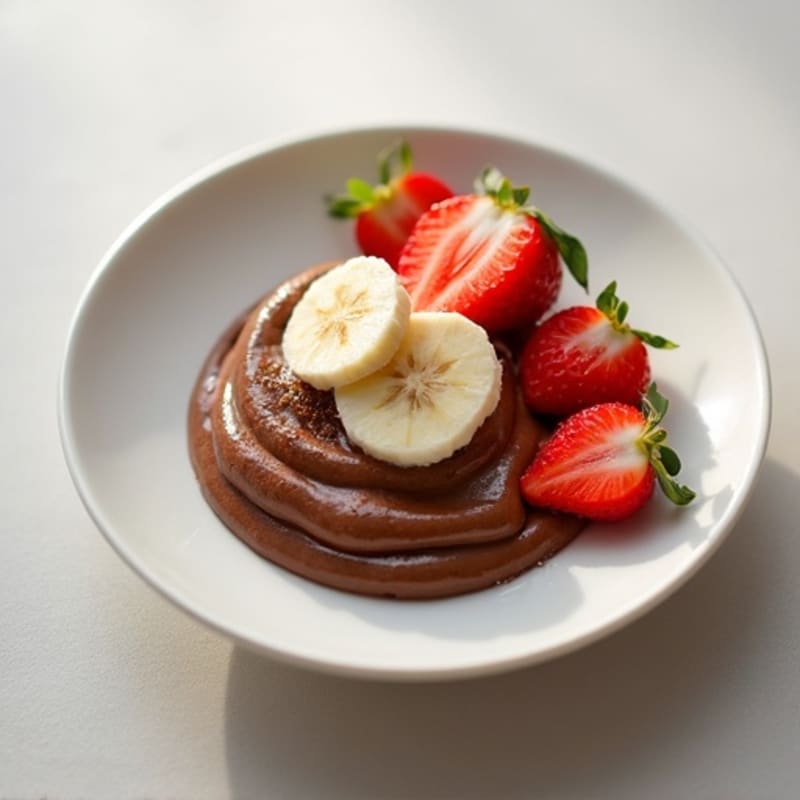 Silky Chocolate Protein Pudding with Sliced Strawberries