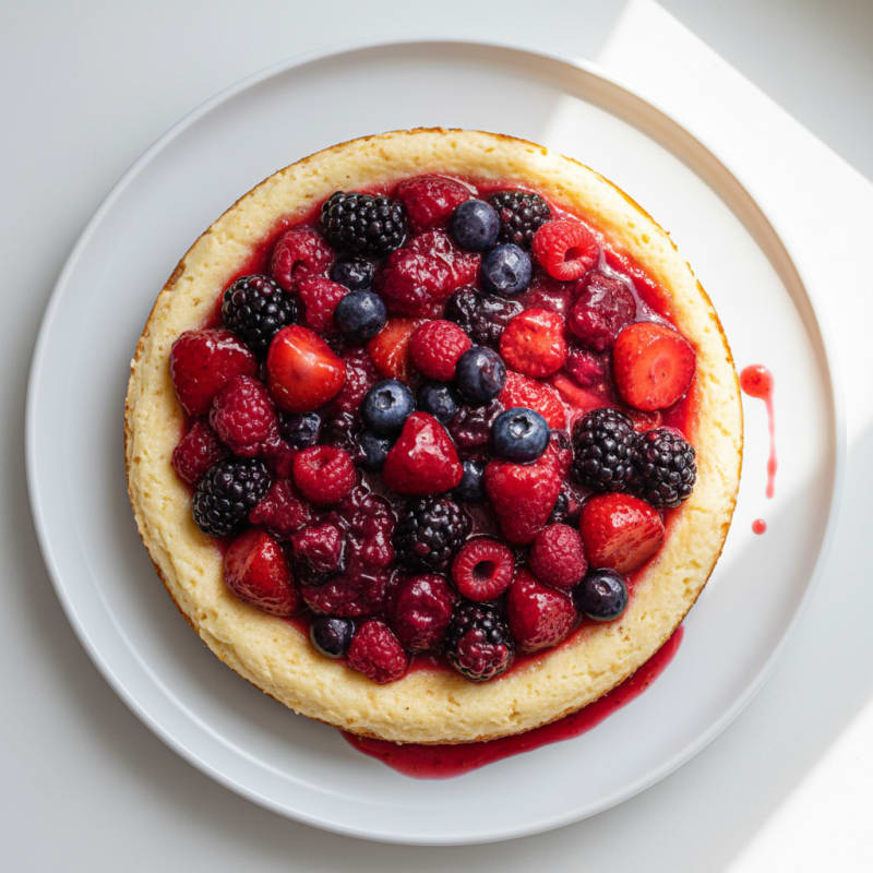 Greek Yogurt Protein Cheesecake with Mixed Berries