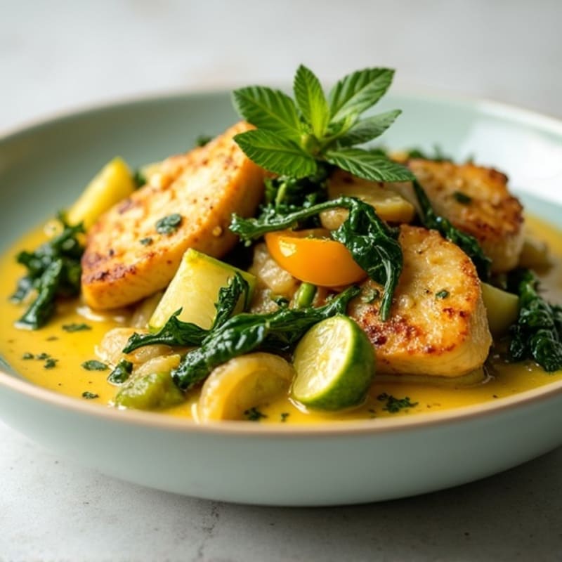 Creamy Green Coconut Chicken and Vegetable Curry