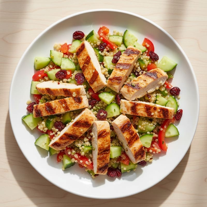 Grilled Chicken and Quinoa Salad with Crunchy Vegetables