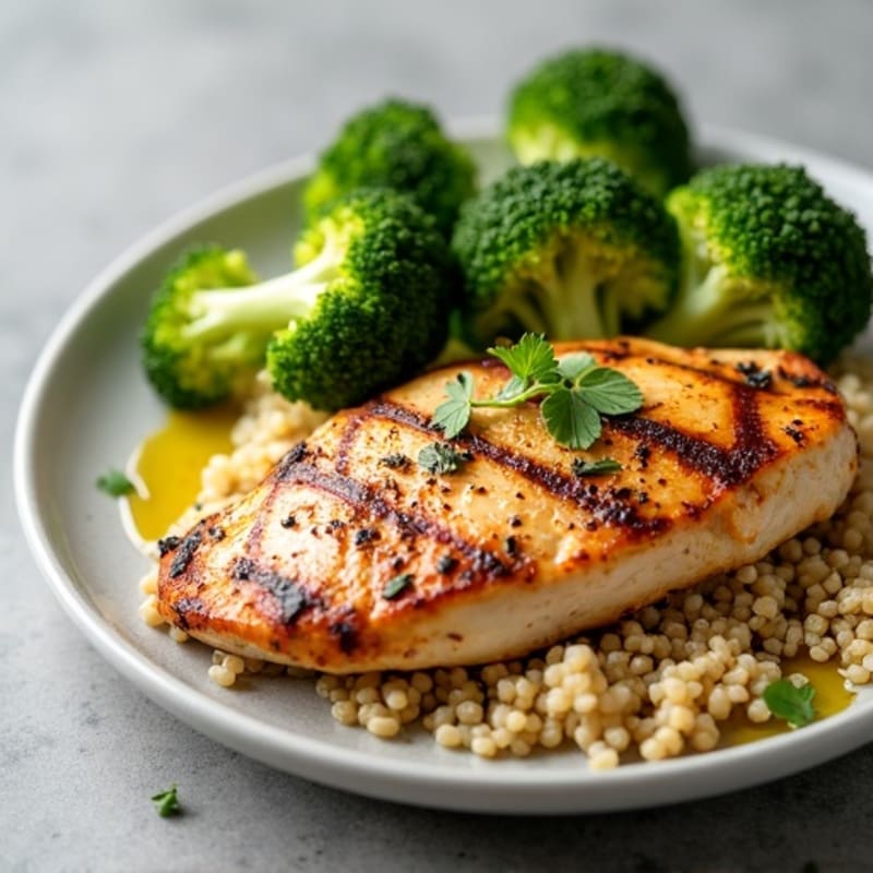 Grilled Chicken Breast with Quinoa and Steamed Broccoli