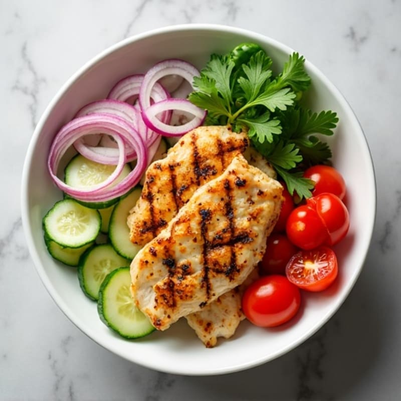 Grilled Chicken and Halloumi Mediterranean Bowl