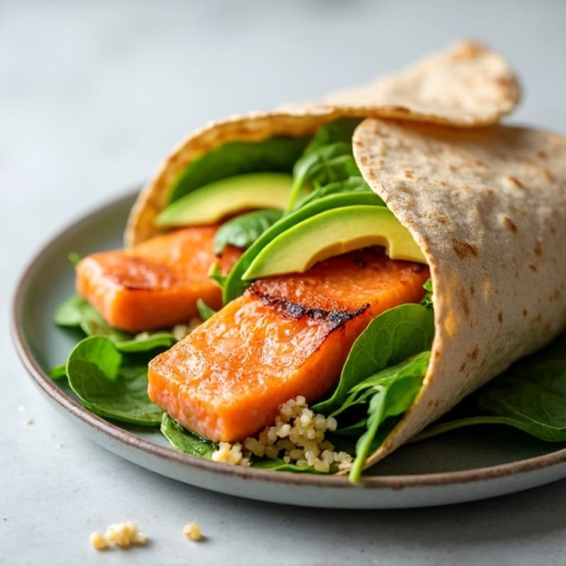 Fresh Salmon and Avocado Brown Rice Wraps