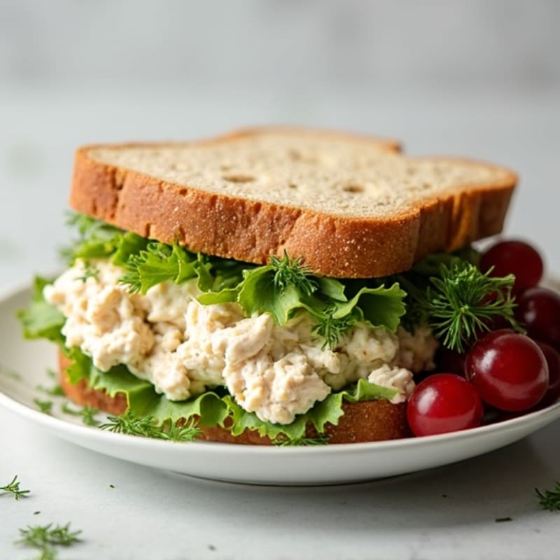 Creamy Shredded Chicken Salad Sandwich with Fresh Herbs