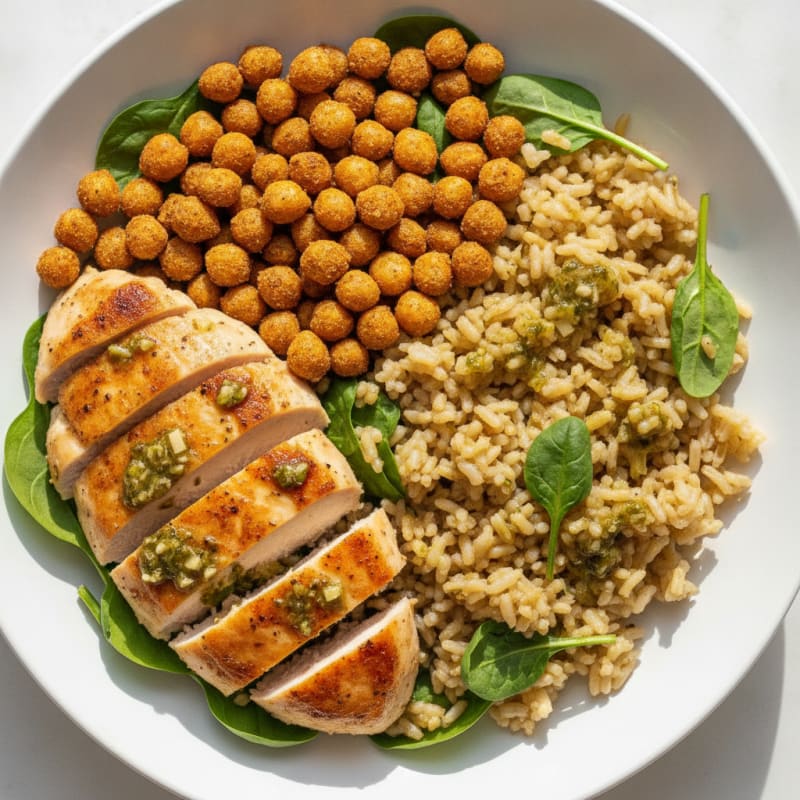 Mediterranean Chicken and Spiced Chickpea Bowl