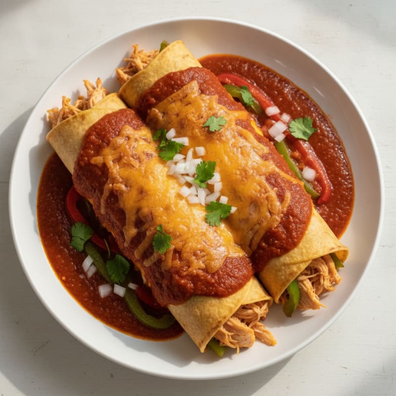 Chicken Enchiladas with Red Chili Sauce