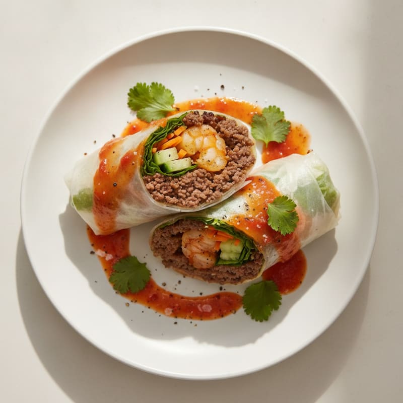 Spicy Grilled Shrimp and Beef Wraps