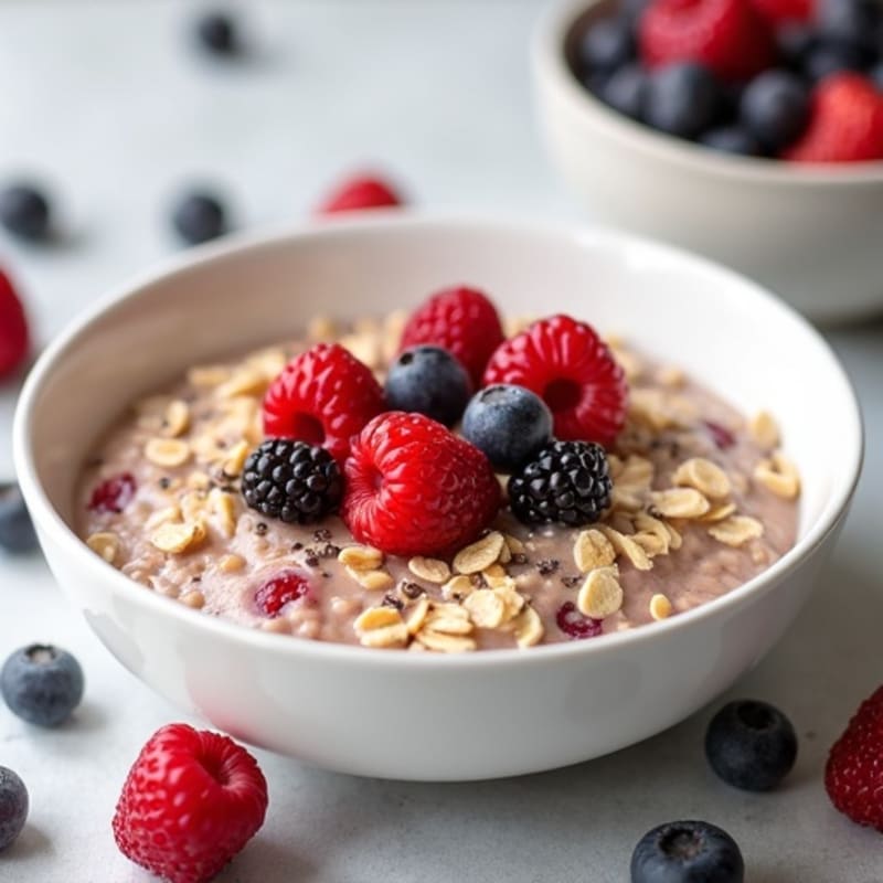 Creamy Berry-Vanilla Protein Oatmeal Bowl