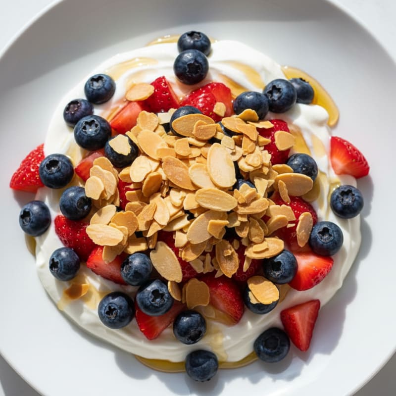 Greek Yogurt Protein Parfait with Berries and Almonds