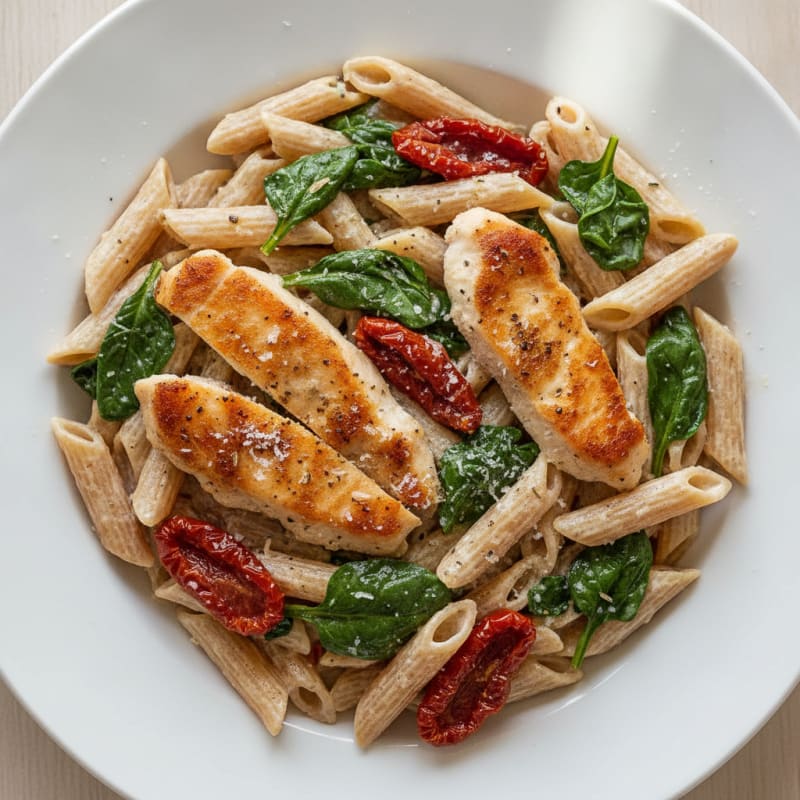 Chicken Alfredo Pasta with Sun-Dried Tomatoes