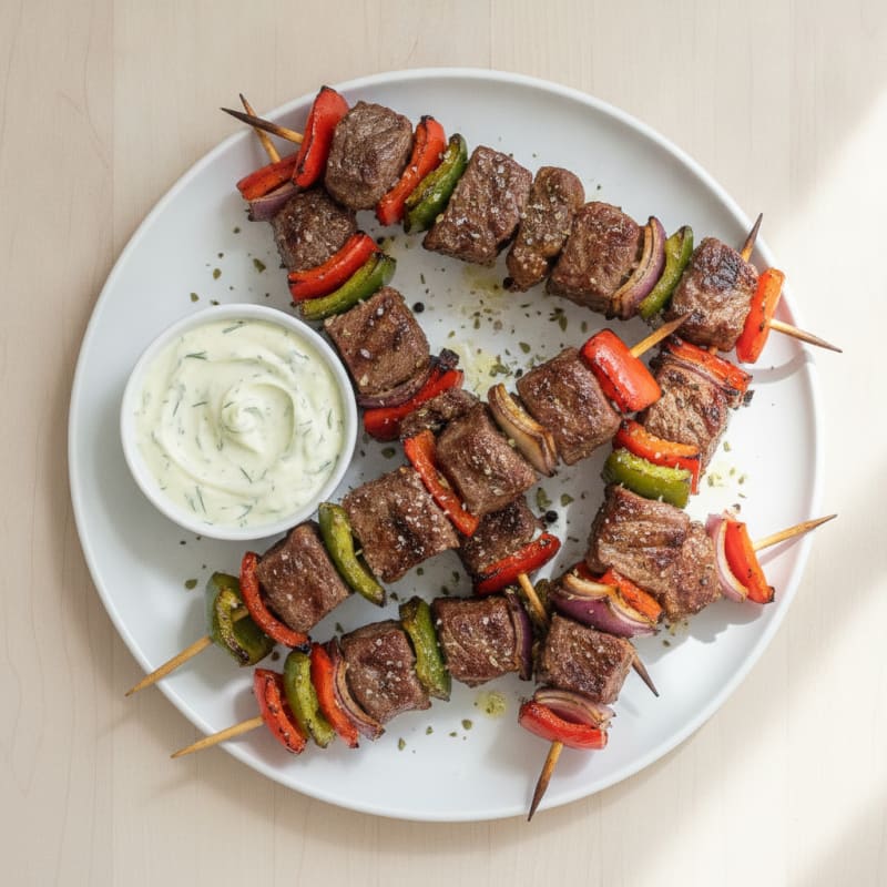 Beef and Roasted Vegetable Skewers