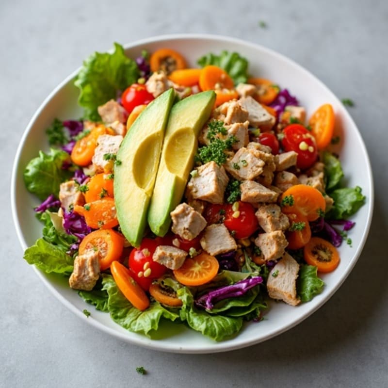 Chopped Chicken and Crispy Vegetable Salad with Zesty Vinaigrette