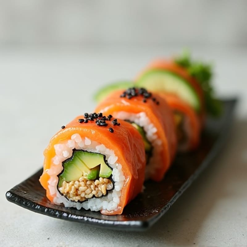 Fresh Salmon and Avocado Nori Rolls