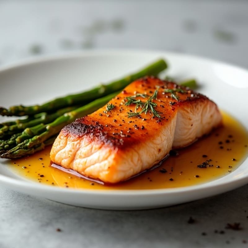 Maple-Glazed Salmon with Crispy Roasted Asparagus