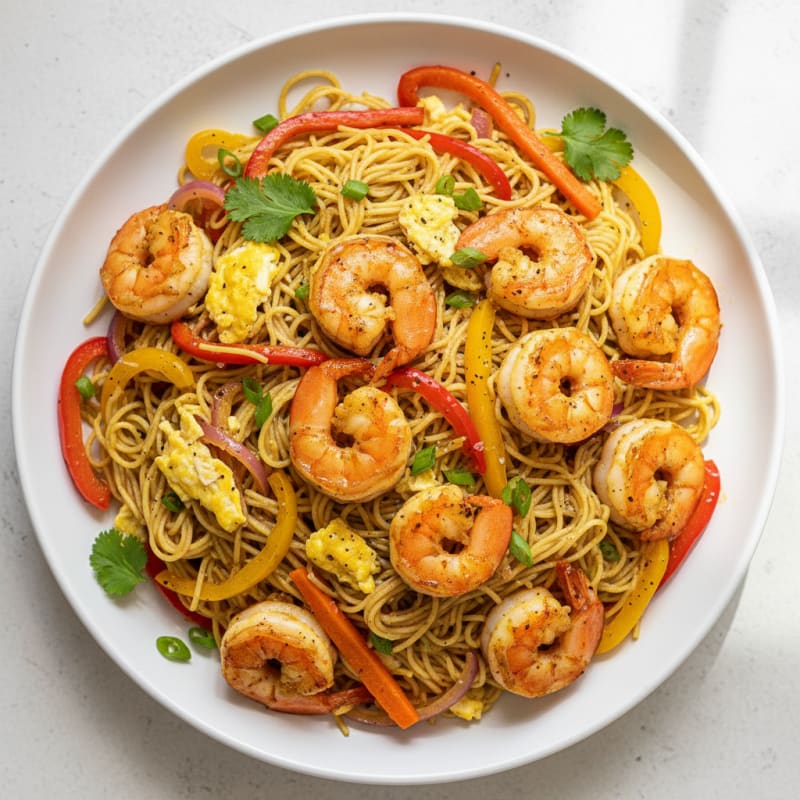 Curried Rice Vermicelli with Shrimp