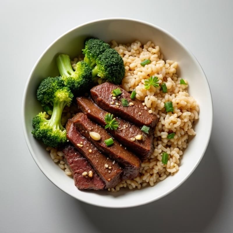 Garlic-Ginger Beef and Broccoli Brown Rice Bowl