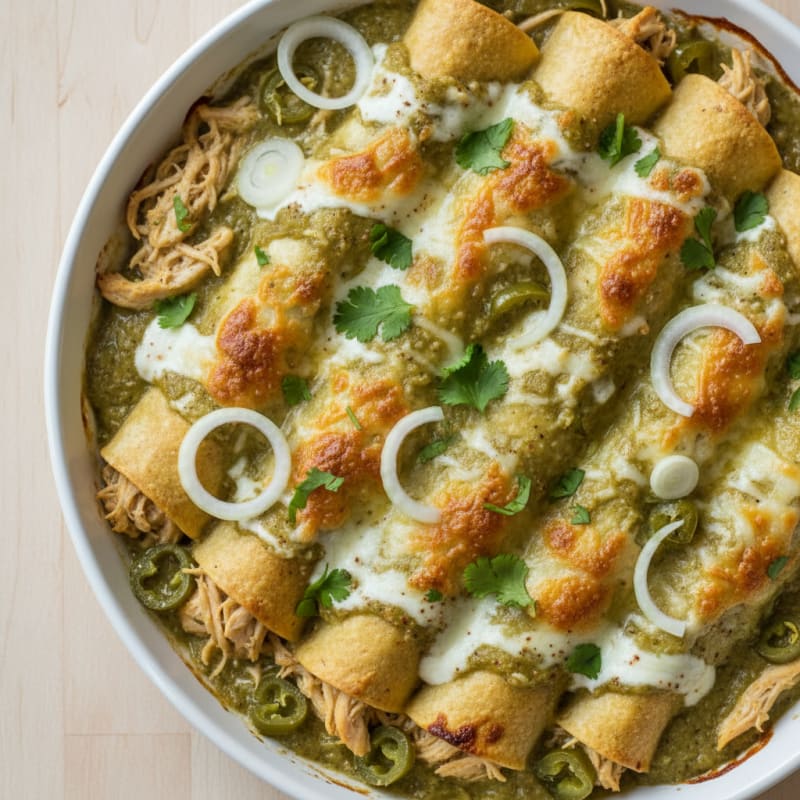 Creamy Chicken and Green Chili Enchiladas