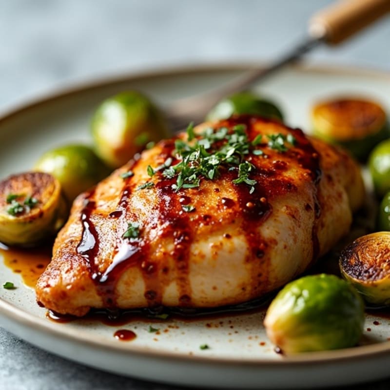 Balsamic Glazed Chicken with Crispy Roasted Brussels Sprouts