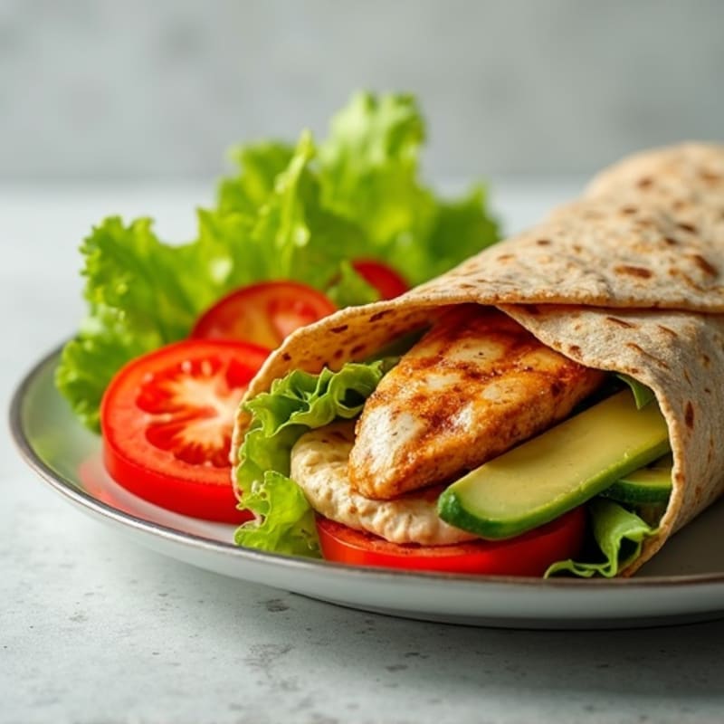 Grilled Chicken and Fresh Veggie Whole Wheat Wrap