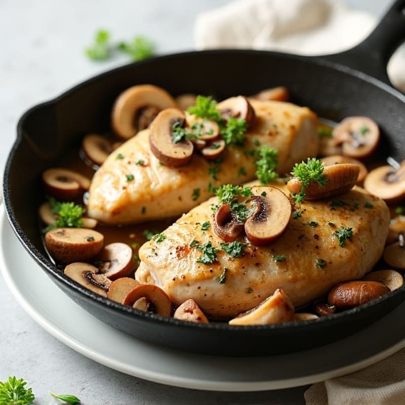 Garlic-Butter Sautéed Mushroom Chicken Skillet