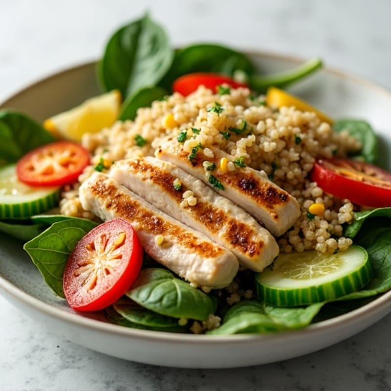 Grilled Chicken and Quinoa Salad with Spinach