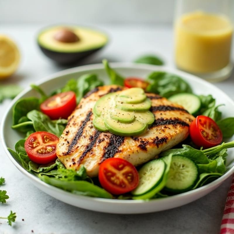 Grilled Chicken Power Salad with Creamy Avocado Dressing