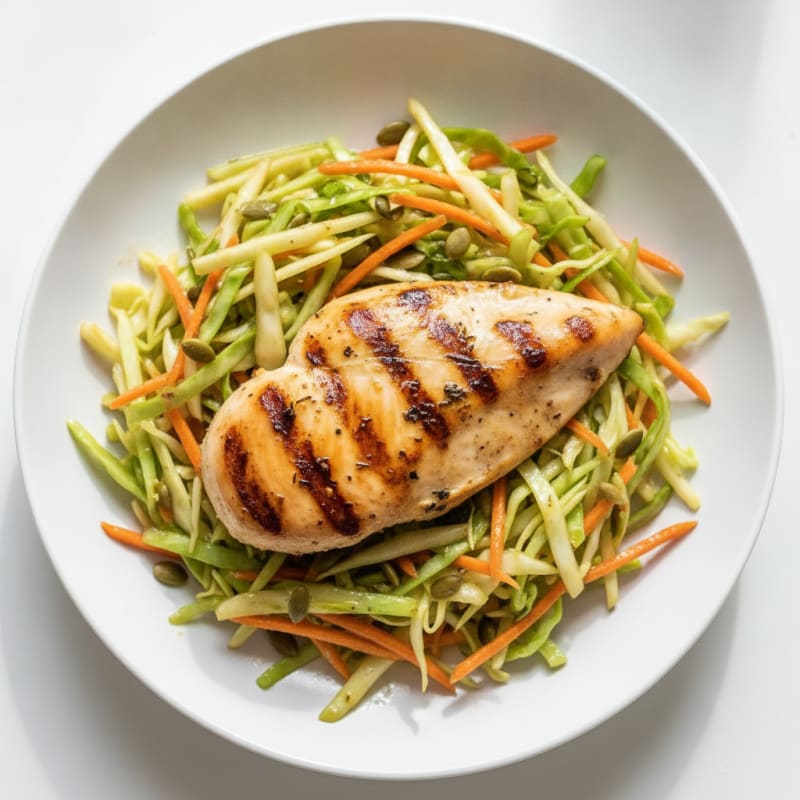 Grilled Chicken Breast with Crunchy Cabbage Slaw