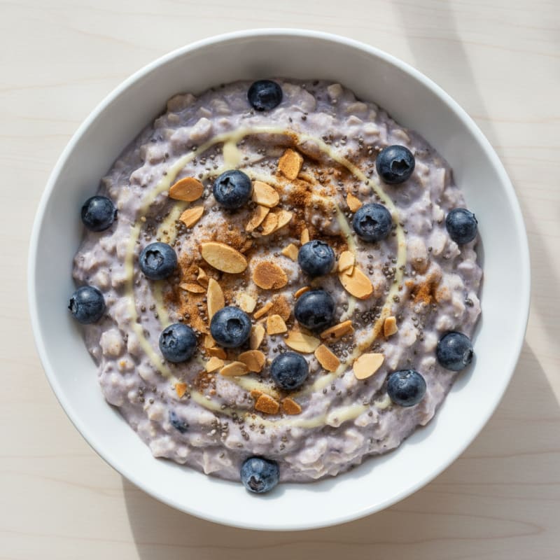 Blueberry Almond Protein Overnight Oats