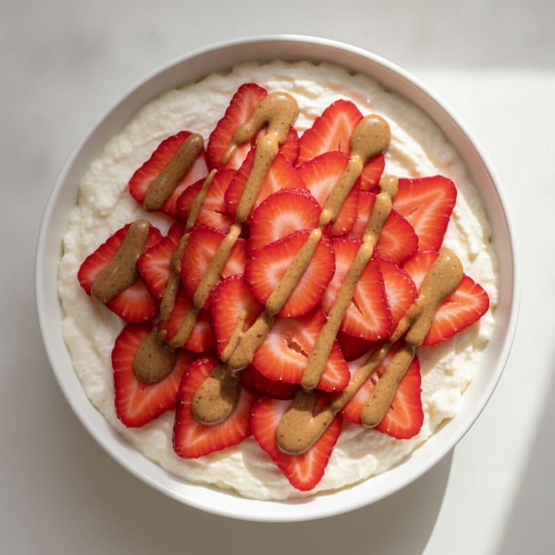 Protein Egg White Pudding with Sliced Strawberries