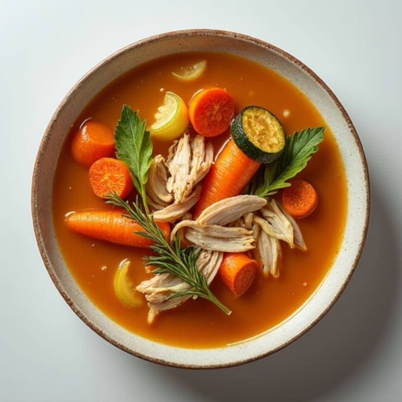 Nourishing Chicken Bone Broth Soup with Roasted Vegetables