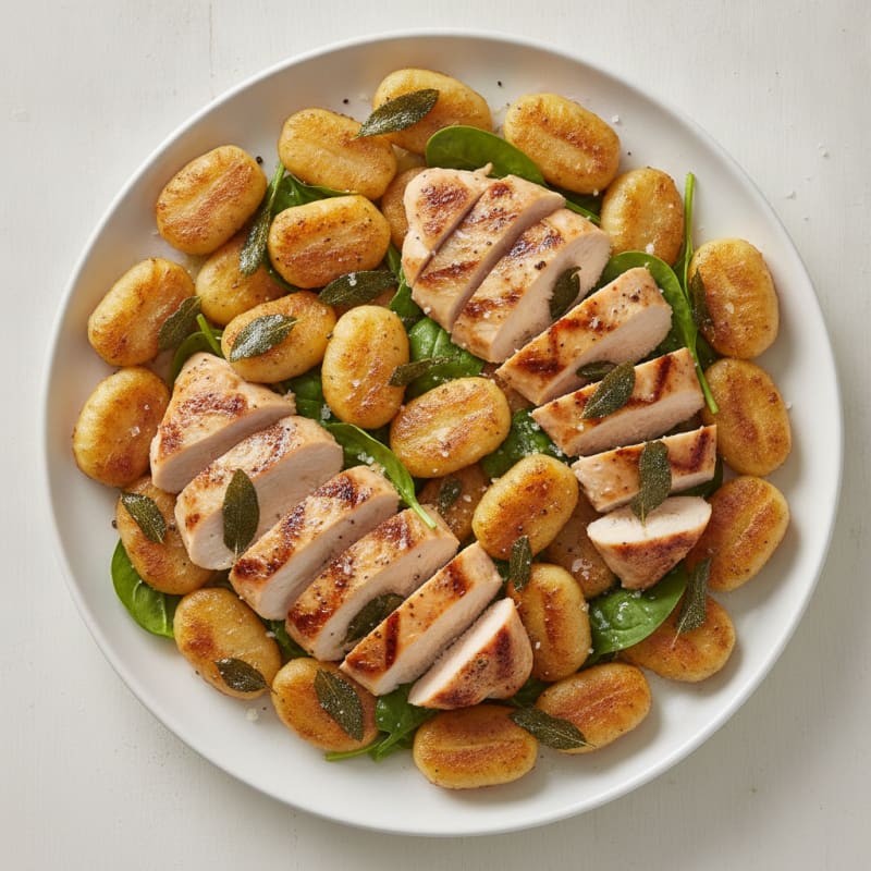 Ricotta Gnocchi with Sage Butter Sauce & Grilled Chicken