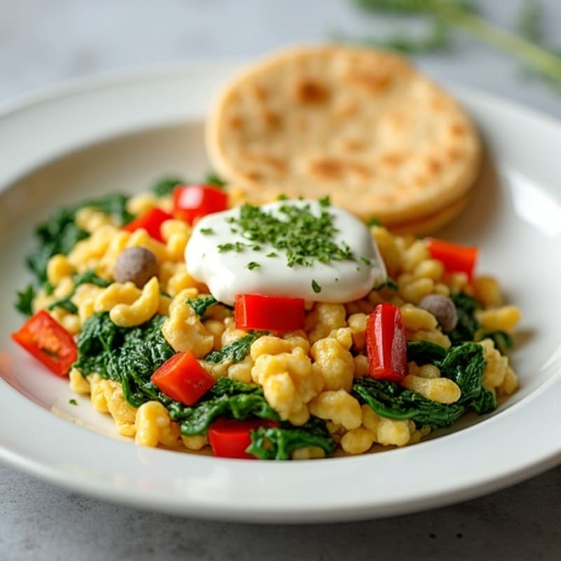Egg White Veggie Scramble with Cottage Cheese