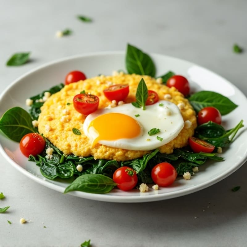Egg White and Cottage Cheese Scramble with Spinach and Cherry Tomatoes