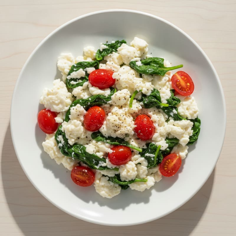 Egg White Scramble with Spinach and Cherry Tomatoes