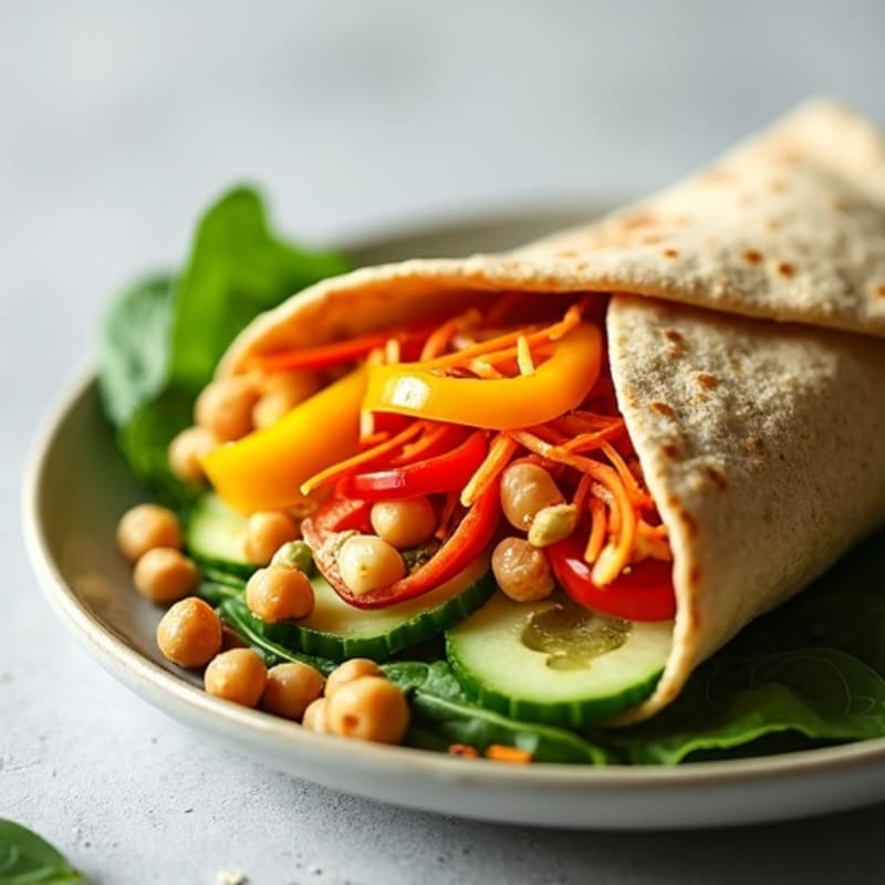 Fresh Rainbow Veggie Wrap with Hummus